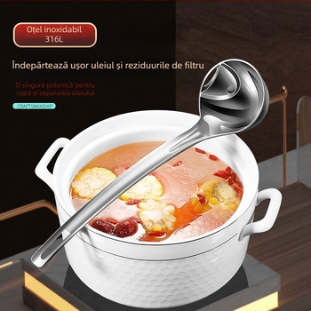 Lingură de filtru pentru ulei din oțel inoxidabil 316L, lungă pentru gătit, utilizare casnică, separare a uleiului în supe și fondue