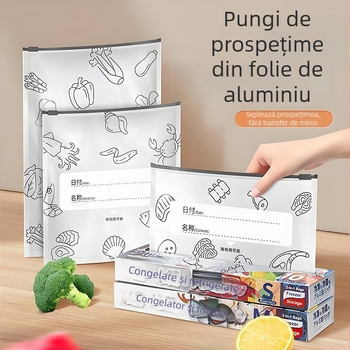 Pungă din folie de aluminiu, de calitate alimentară, pentru frigiderul de uz casnic, sigilată, groasă, pentru depozitare porționată a cerealelor