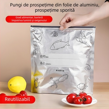 Pungă din folie de aluminiu, de calitate alimentară, pentru frigiderul de uz casnic, sigilată, groasă, pentru depozitare porționată a cerealelor