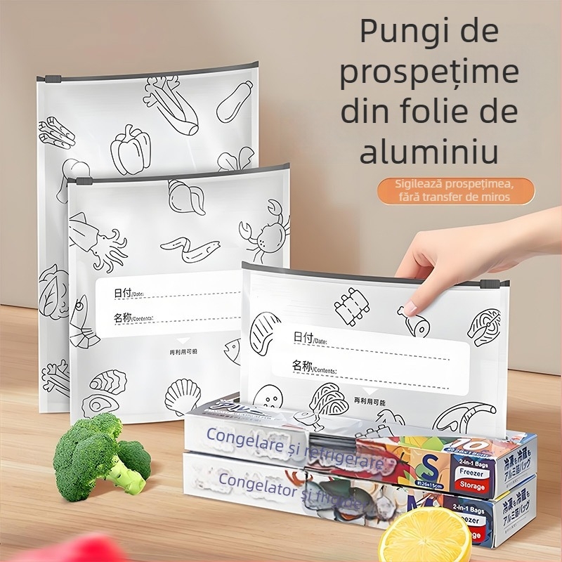 Pungă din folie de aluminiu, de calitate alimentară, pentru frigiderul de uz casnic, sigilată, groasă, pentru depozitare porționată a cerealelor