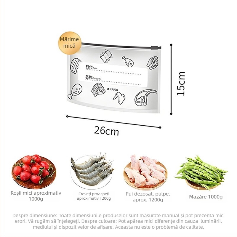 Pungă din folie de aluminiu, de calitate alimentară, pentru frigiderul de uz casnic, sigilată, groasă, pentru depozitare porționată a cerealelor
