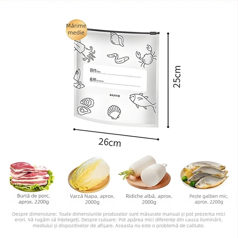 Pungă din folie de aluminiu, de calitate alimentară, pentru frigiderul de uz casnic, sigilată, groasă, pentru depozitare porționată a cerealelor