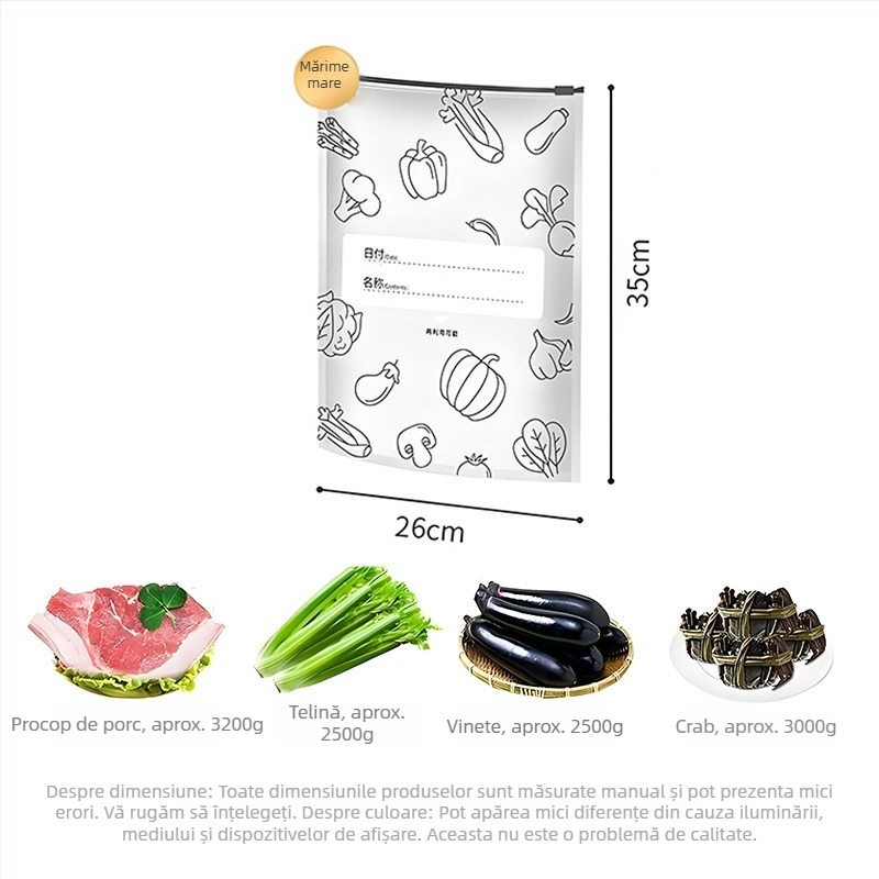 Pungă din folie de aluminiu, de calitate alimentară, pentru frigiderul de uz casnic, sigilată, groasă, pentru depozitare porționată a cerealelor