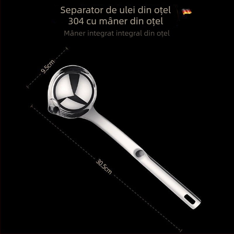 Lingură din oțel inoxidabil 304 – separator de ulei, lingură pentru supă, instrument de filtrare a uleiului pentru uz casnic