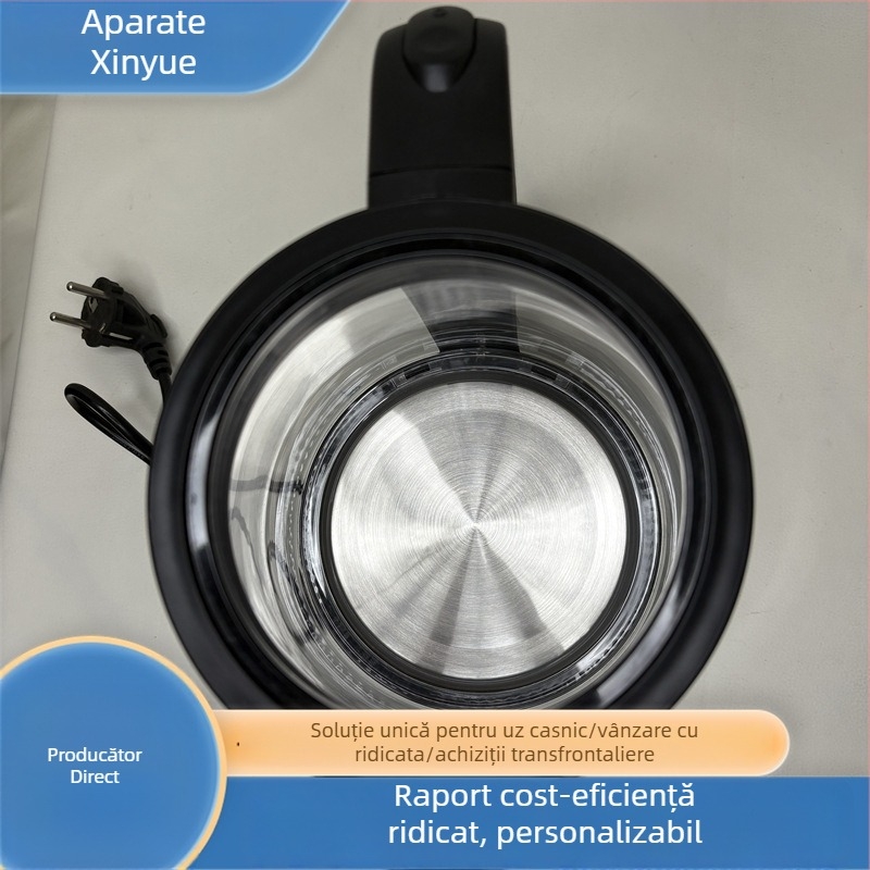Ceainic din sticlă cu pereți drepți pentru gătire sănătoasă, ceainic din sticlă 2 în 1 pentru fierbere și gătit