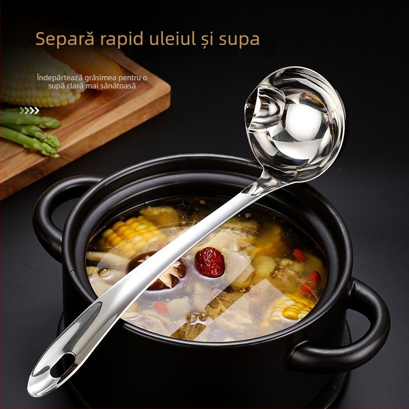 Lingură din oțel inoxidabil pentru separarea uleiului, lingură de supă cu filtru de ulei pentru uz casnic