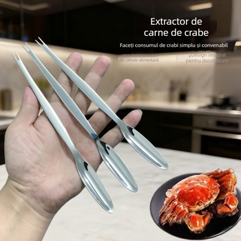 Set din oțel inoxidabil 304 pentru crab – opt piese cu instrumente pentru despărțire, ac pentru carne și lingură pentru crab