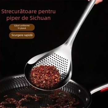 Set din oțel inoxidabil pentru strecurare și lingură pentru tăiței și găluște, scurgere și prăjire