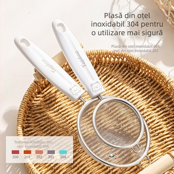 Guangyi lingură-filtru din oțel inoxidabil 304, plasă ultra-fină pentru hrana bebelușilor, sită pentru zahăr pudră și pudră de cacao
