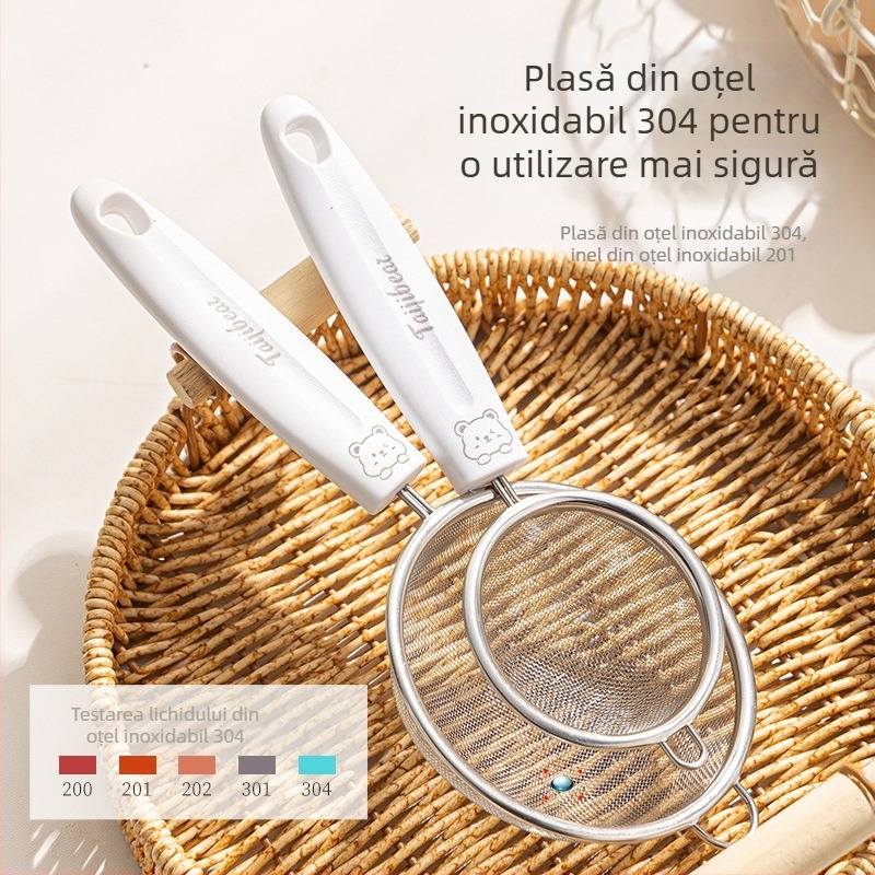 Guangyi lingură-filtru din oțel inoxidabil 304, plasă ultra-fină pentru hrana bebelușilor, sită pentru zahăr pudră și pudră de cacao