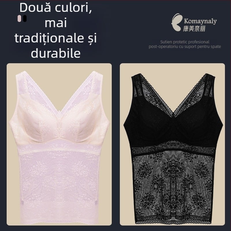 Sutien postmastectomie cu sân protetic, căptușeală din mătase, respirabil, fără bretele, cupe ultra-subțiri, spate frumos