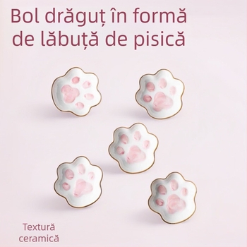 Farfurie ceramică pentru sosuri cu labă de pisică, utilizare casnică, farfurie mică pentru sosuri și condimente, ketchup și oțet
