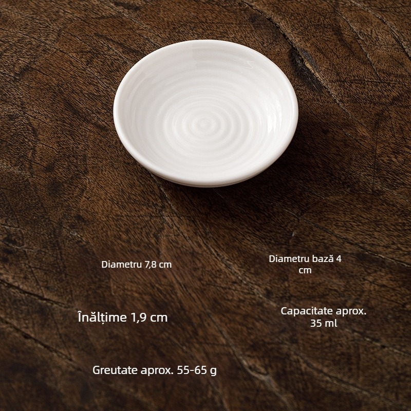 Farfurie pentru condimente, model în valuri, 35 ml, porțelan alb Dehua, ceramică pentru oțet și sos de soia, farfurie de dipping pentru hot pot și grătar