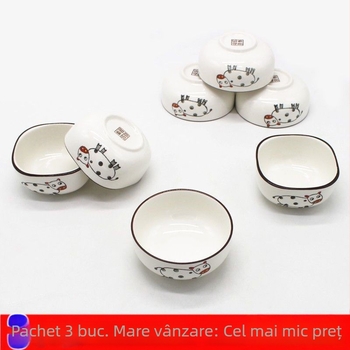 Farfurie ceramică pentru sosuri, mică farfurie pentru hot pot, cu model de vacă caricatură
