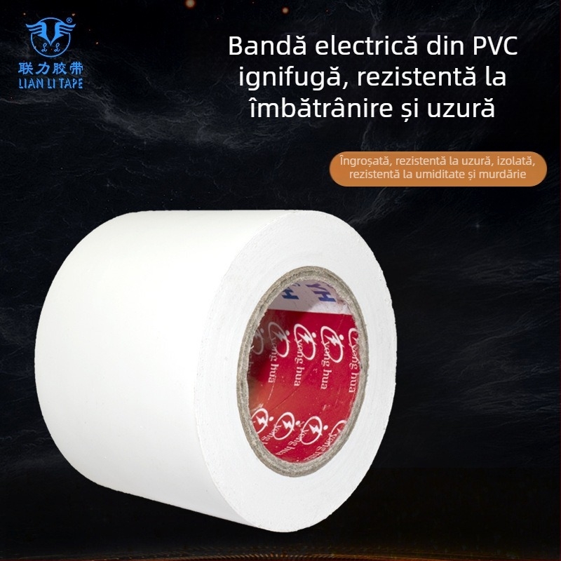 LIAN LI TAPE bandă izolatoare electrică din PVC albă, ignifugă, izolație, rezistență la temperaturi înalte, impermeabilă