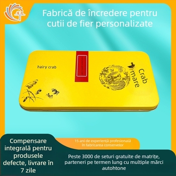 Set de trei foarfece pentru crab într-o cutie din tablă zincată pentru depozitarea tacâmurilor