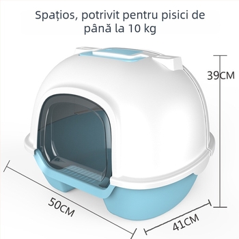Lotiță de nisip pentru pisici, mare, închisă complet, cu capac posterior