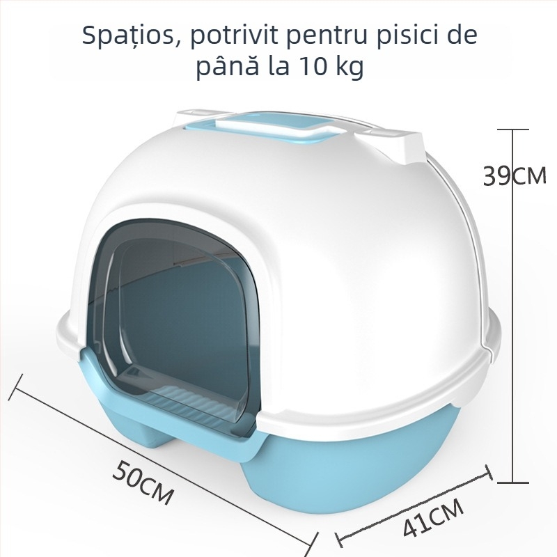 Lotiță de nisip pentru pisici, mare, închisă complet, cu capac posterior