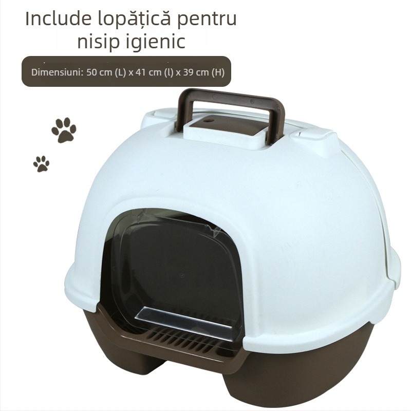 Lotiță de nisip pentru pisici, mare, închisă complet, cu capac posterior