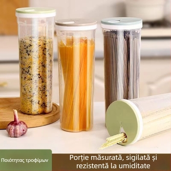 Cutie de depozitare pentru tăiței cu capac etanș, recipient pentru cereale, organizator de bucătărie, capacitate 2,1–3 L