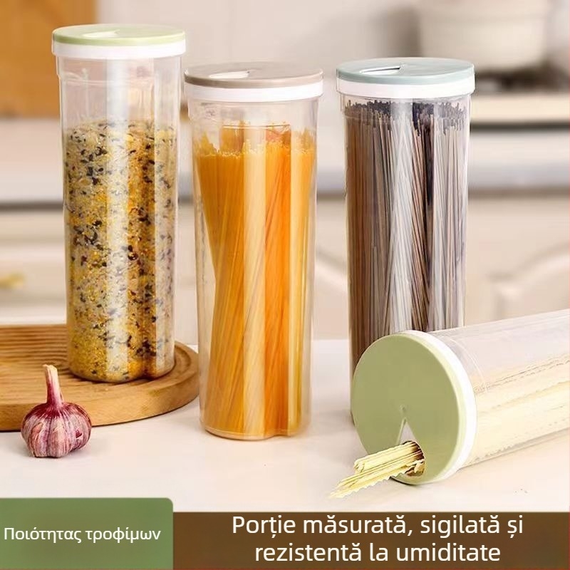 Cutie de depozitare pentru tăiței cu capac etanș, recipient pentru cereale, organizator de bucătărie, capacitate 2,1–3 L