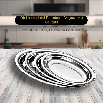 Vas de aburi oval din oțel inoxidabil 201 nemagnetic, gros, adânc, cu fund plat, pentru pește, dim sum și grătare