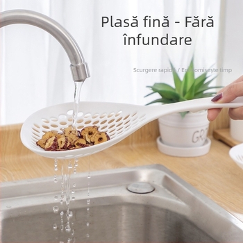 Anti arsuri, rezistent la temperaturi înalte, strecurător mare pentru tăiței și găluște, sită de bucătărie