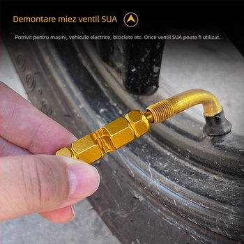 Cheie multifuncțională pentru supapă de bicicletă — demontare miez de supapă, demontare a anvelopei și a tubului