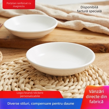 Farfurie ceramică pentru gustări cu logo imprimat, diametru 4 inch, rotundă, porțelan, compatibilă cu microunde
