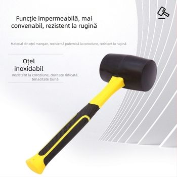 Ciocan de cauciuc cu mâner din fibră pentru montajul plăcilor și nivelare; unealtă de renovare cu imprimare a modelelor vegetale