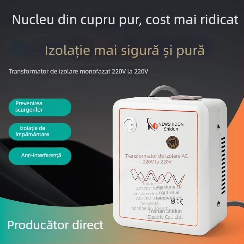 Transformator de izolare din cupru pur 220V-220V, cu ieșiri 36V, 48V, 24V și 12V, toroidal