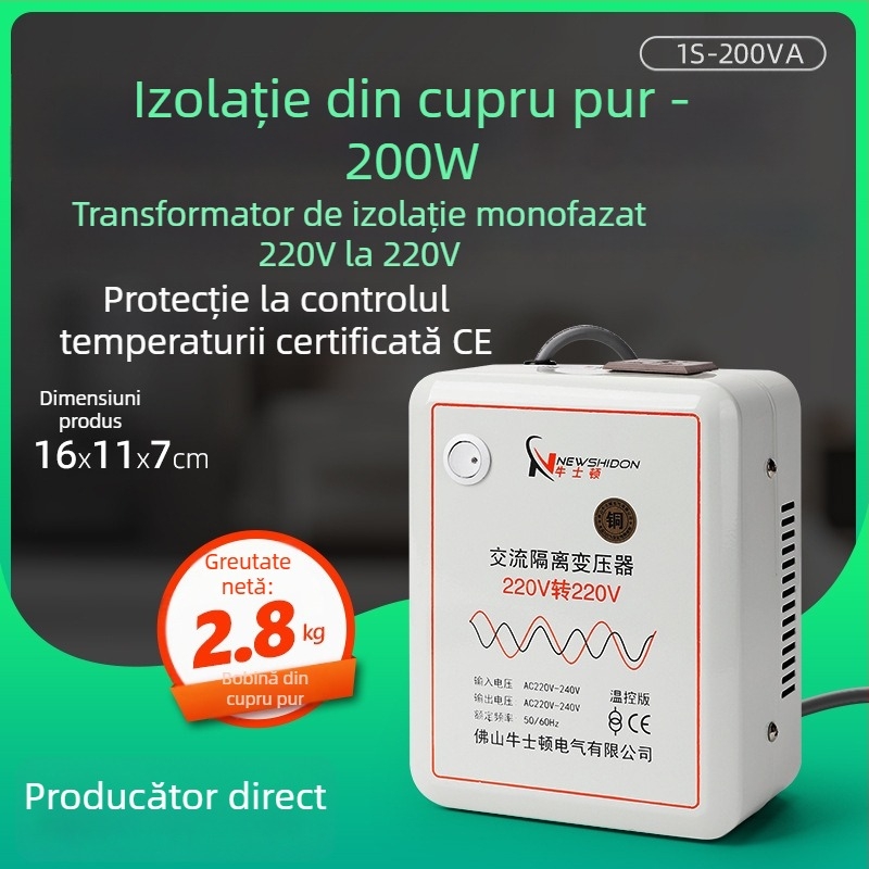 Transformator de izolare din cupru pur 220V-220V, cu ieșiri 36V, 48V, 24V și 12V, toroidal