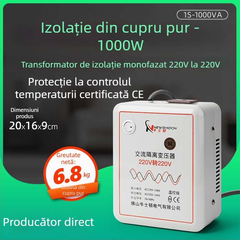 Transformator de izolare din cupru pur 220V-220V, cu ieșiri 36V, 48V, 24V și 12V, toroidal