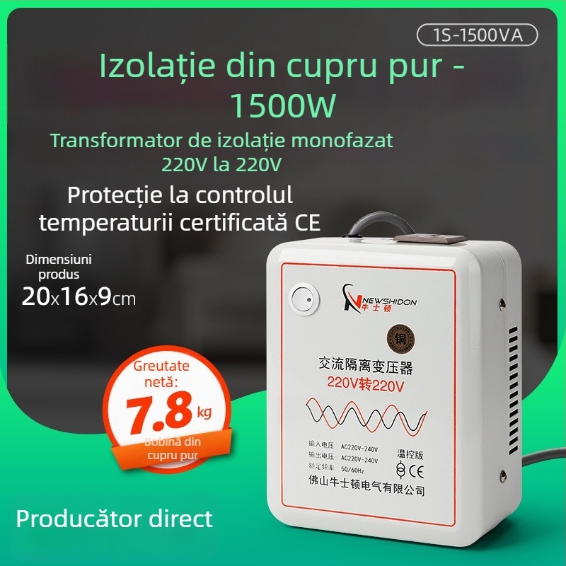 Transformator de izolare din cupru pur 220V-220V, cu ieșiri 36V, 48V, 24V și 12V, toroidal