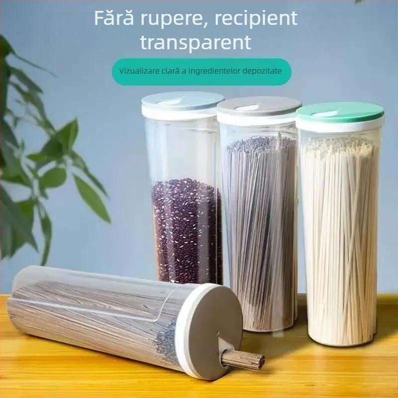 Cutie de depozitare pentru paste și cereale – recipient alimentar transparent, multifuncțional