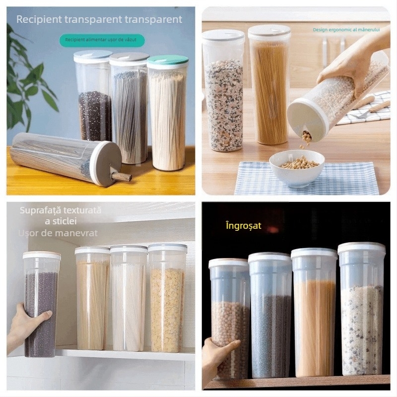Cutie de depozitare pentru paste și cereale – recipient alimentar transparent, multifuncțional
