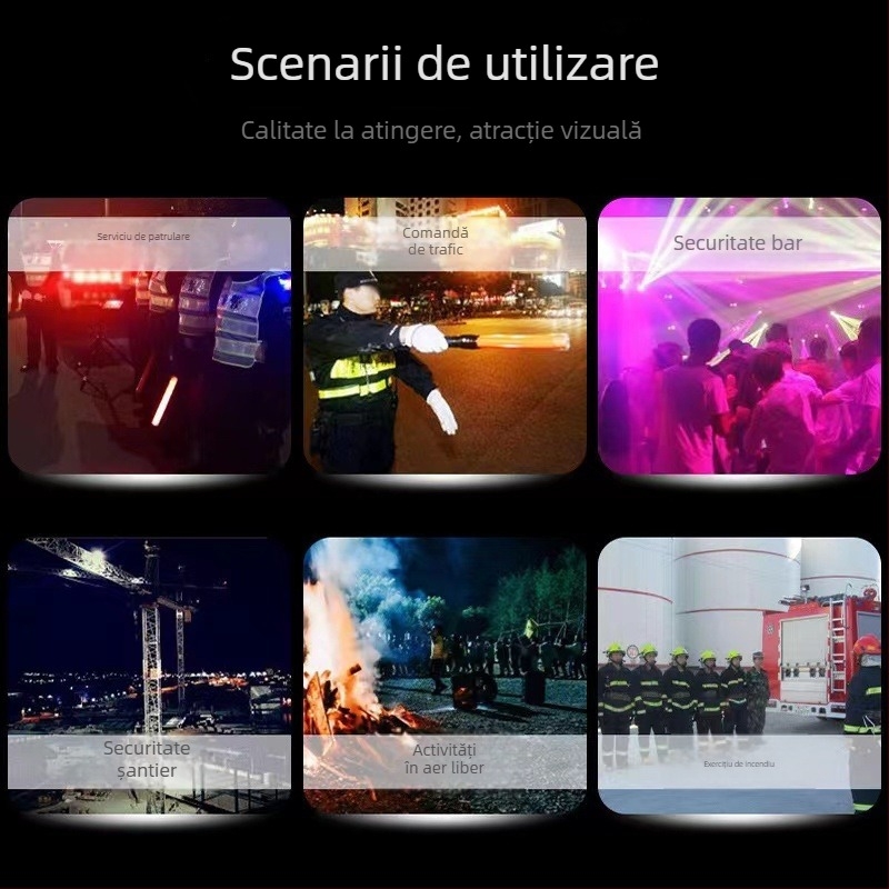 Baston LED pentru trafic, 54 cm, baston de evacuare pentru concerte și siguranță în caz de incendiu