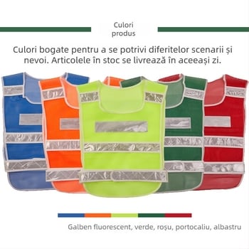 Vesta reflectorizantă nouă pentru misiuni de noapte pe drum, salubritate și construcții, cu inscripție imprimată