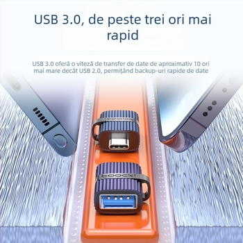 Toocki adaptor USB 3.0 A masculin la USB-C feminin pentru laptopuri OTG, textură verticală