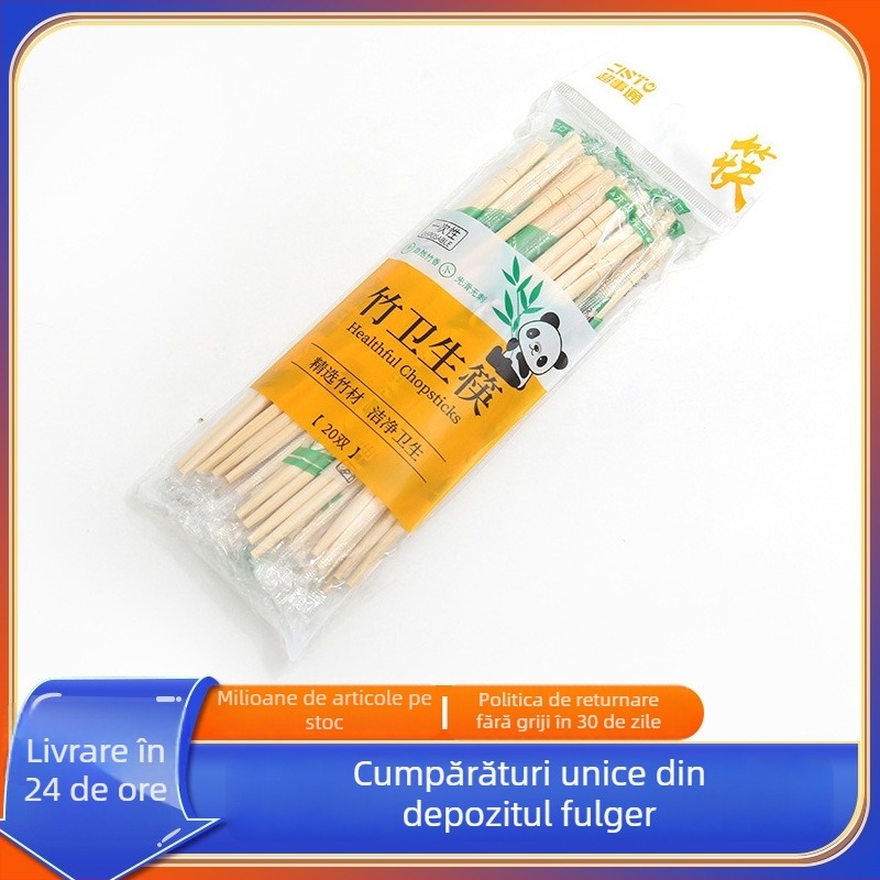 Bețișoare de unică folosință din bambus, ambalare individuală, 20 perechi, bețișoare rotunde pentru takeout