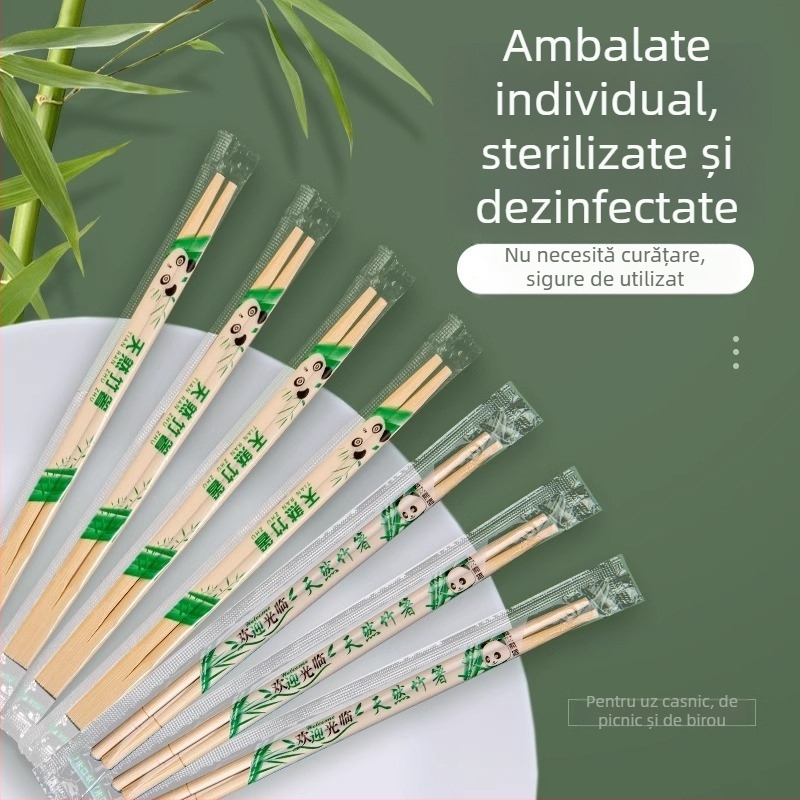 Bețișoare de unică folosință din bambus, 1000 perechi, ambalate individual, pentru restaurante și livrări, imprimare logo și personalizare disponibile, biodegradabile, nu compatibile cu microunde