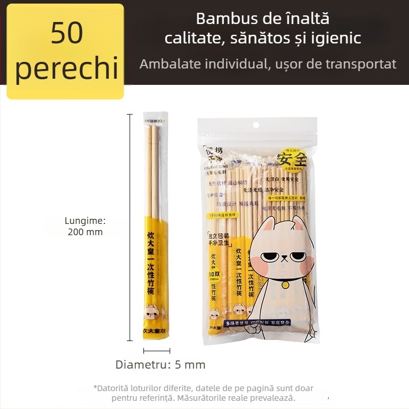 Bețișoare din bambus, de unică folosință, ambalate individual, ecologice, curate și igienice, de calitate alimentară, pentru uz casnic și camping