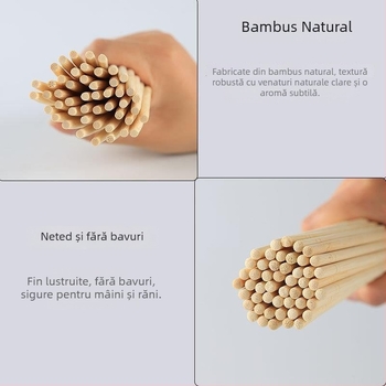 Bețișoare de unică folosință din bambus, ambalate individual, tacâm igienic pentru take-out, vârf rotund