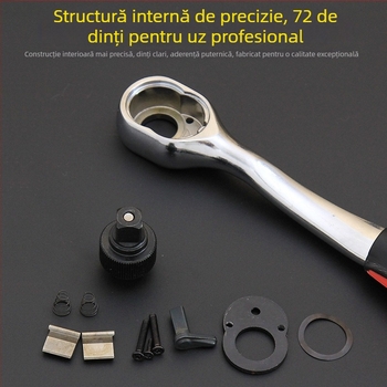 Set chei cu ratchet, două direcții; mâner drept 24 dinți și mâner curbat 72 dinți, pentru reparații auto