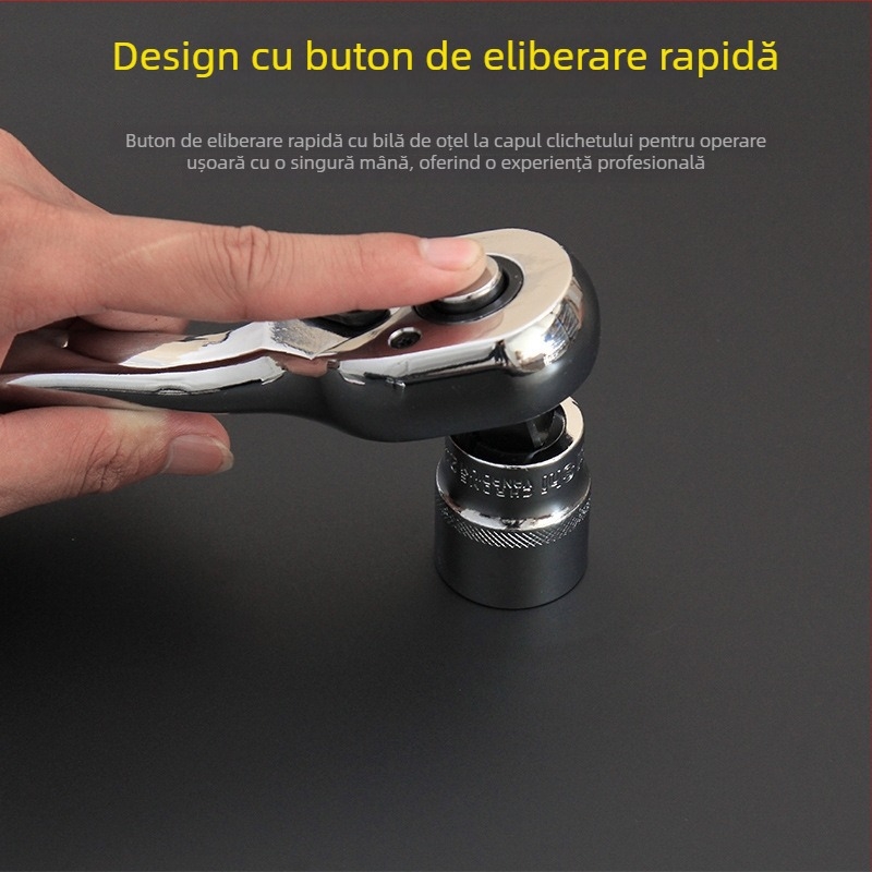 Set chei cu ratchet, două direcții; mâner drept 24 dinți și mâner curbat 72 dinți, pentru reparații auto