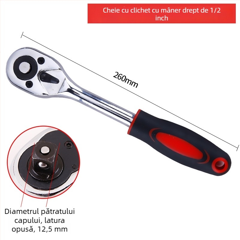 Set chei cu ratchet, două direcții; mâner drept 24 dinți și mâner curbat 72 dinți, pentru reparații auto