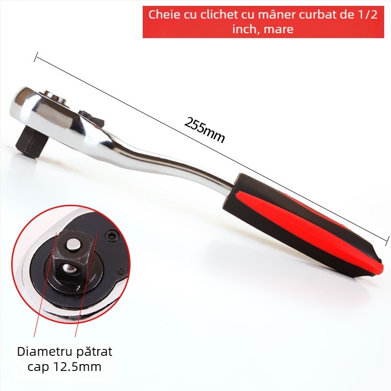 Set chei cu ratchet, două direcții; mâner drept 24 dinți și mâner curbat 72 dinți, pentru reparații auto