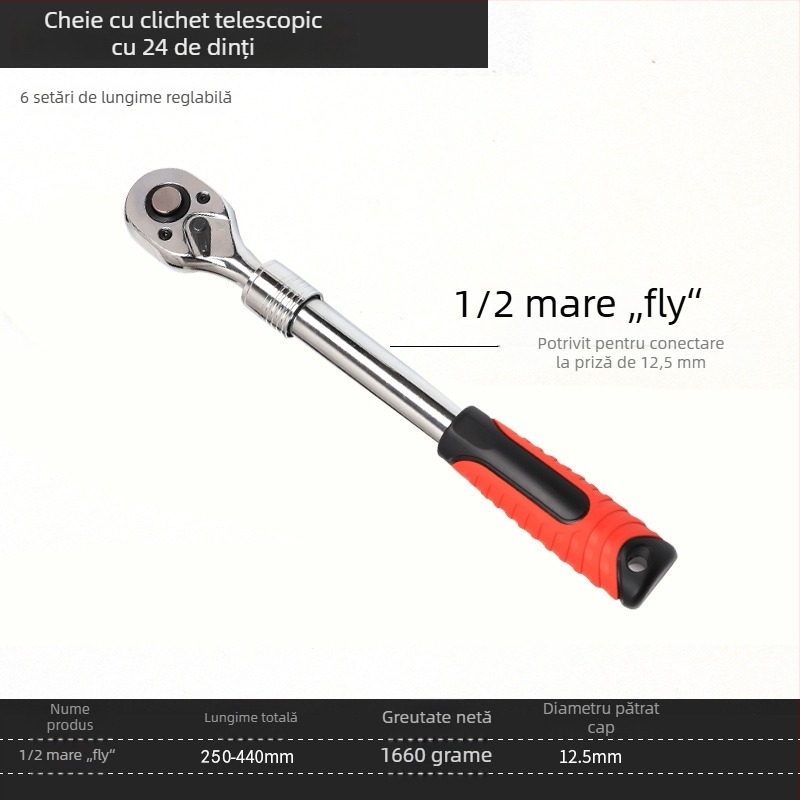 Set chei cu ratchet, două direcții; mâner drept 24 dinți și mâner curbat 72 dinți, pentru reparații auto