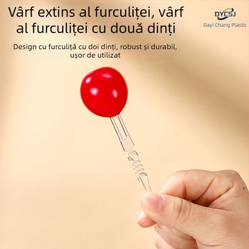Furculiță de fructe de unică folosință, din plastic alimentar întărit și dur, transparentă, pentru mooncake și bețișoare de tort