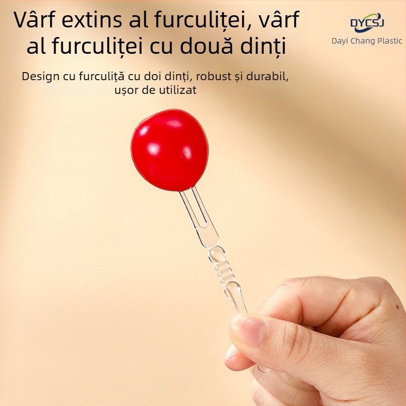 Furculiță de fructe de unică folosință, din plastic alimentar întărit și dur, transparentă, pentru mooncake și bețișoare de tort